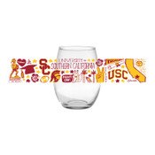 USC Trojans Julia Gash Clear Stemless Wine Glass